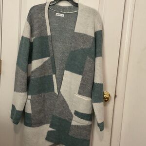 Nine West Gray and Teal Cardigan